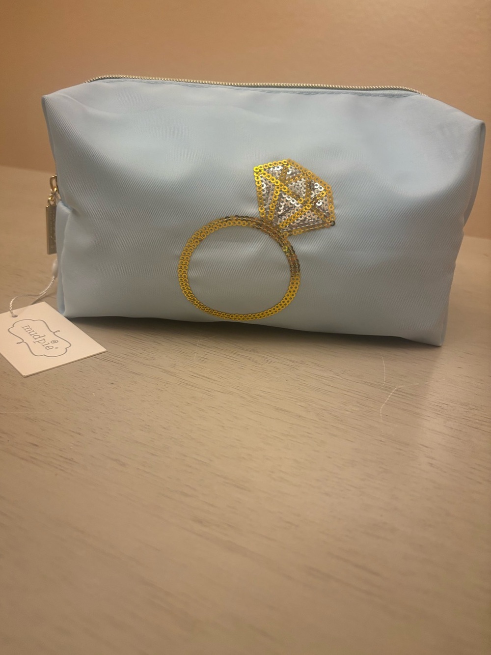Bridal Light Blue Sequin Ring Cosmetic Bag NWT #1